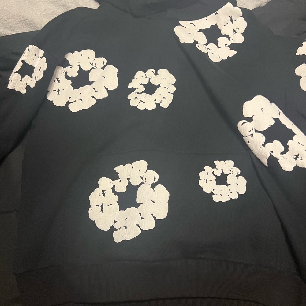 Black denim tear hoodie